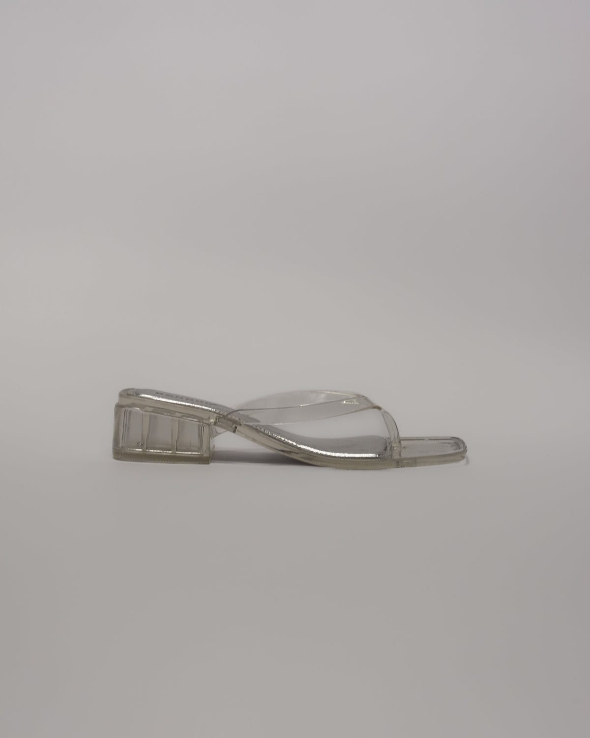 Square Toe Jelly Block Heels in Clear