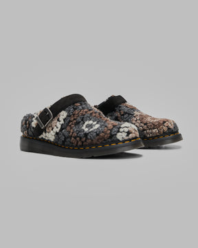 Dr. Martens Isham Crochet Wool Suede Mule in Black Homme Essentials