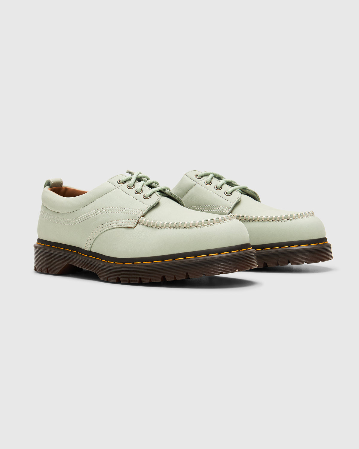 Dr. Martens Lowell Buttersoft Leather Moc Toe Shoes in Sage Green Homme Essentials 