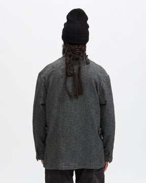 Engineered Garments Loiter Jacket in Grey Wool Herringbone Homme Essentials