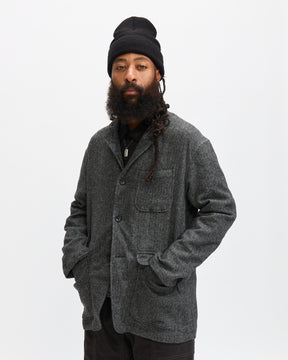 Engineered Garments Loiter Jacket in Grey Wool Herringbone Homme Essentials