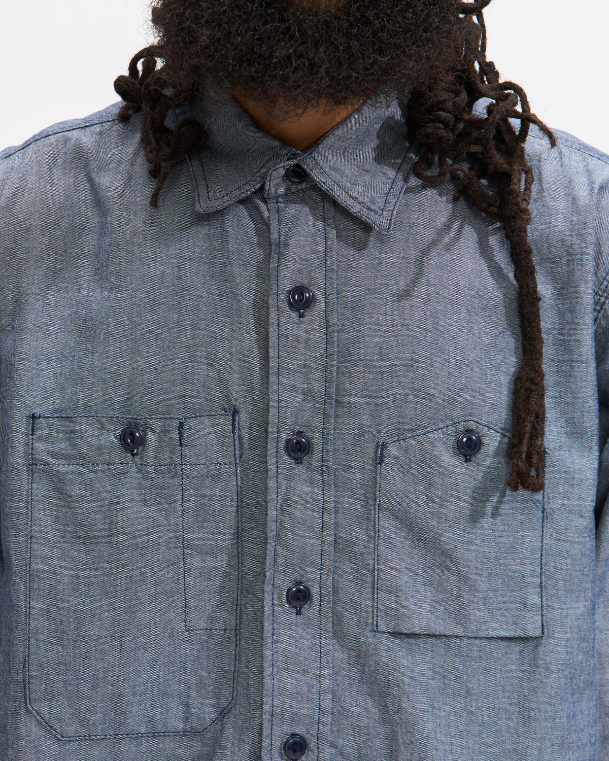Engineered Garments Work Shirt in Indigo Cotton Chambray Homme Essentials 