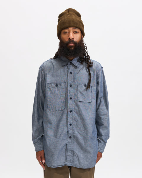 Engineered Garments Work Shirt in Indigo Cotton Chambray