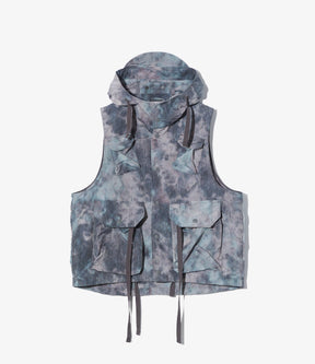 Field Vest in Charcoal Polyester Smoke Print