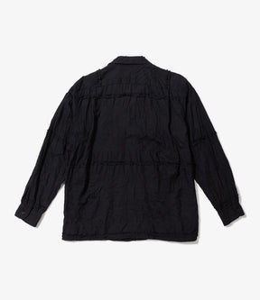 Classic Shirt in Black Cotton Fringe Patchwork