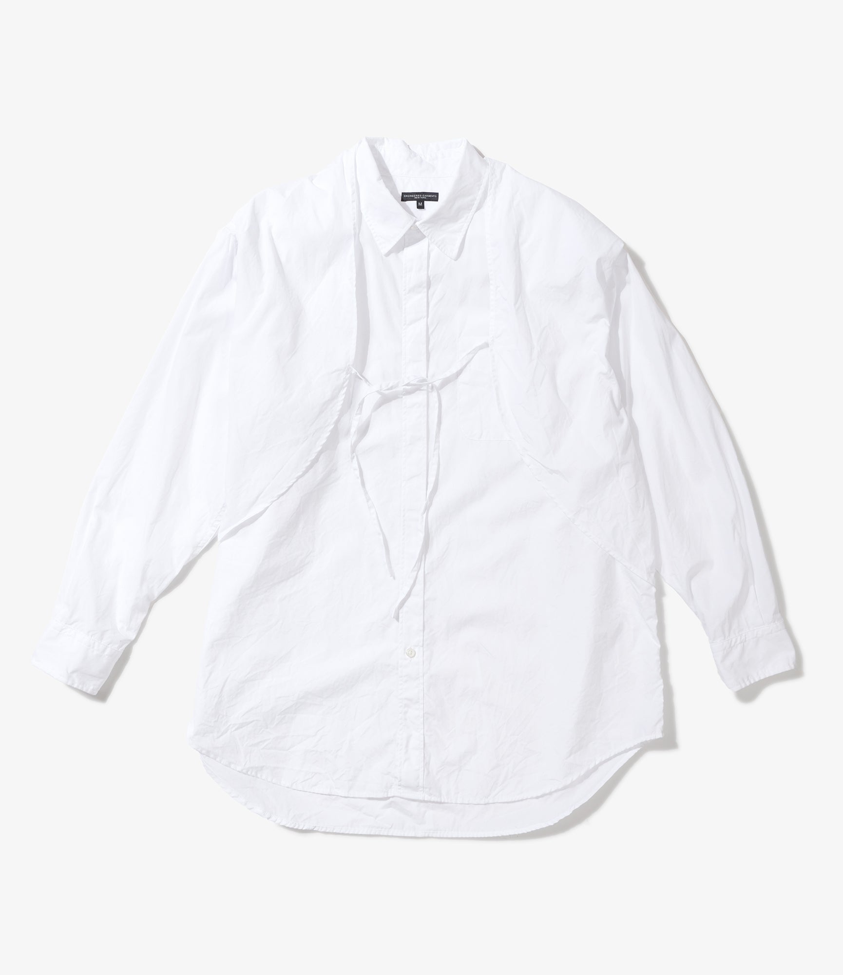 Shawl Shirt in White 100's 2Ply Broadcloth