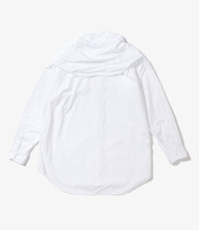 Shawl Shirt in White 100's 2Ply Broadcloth