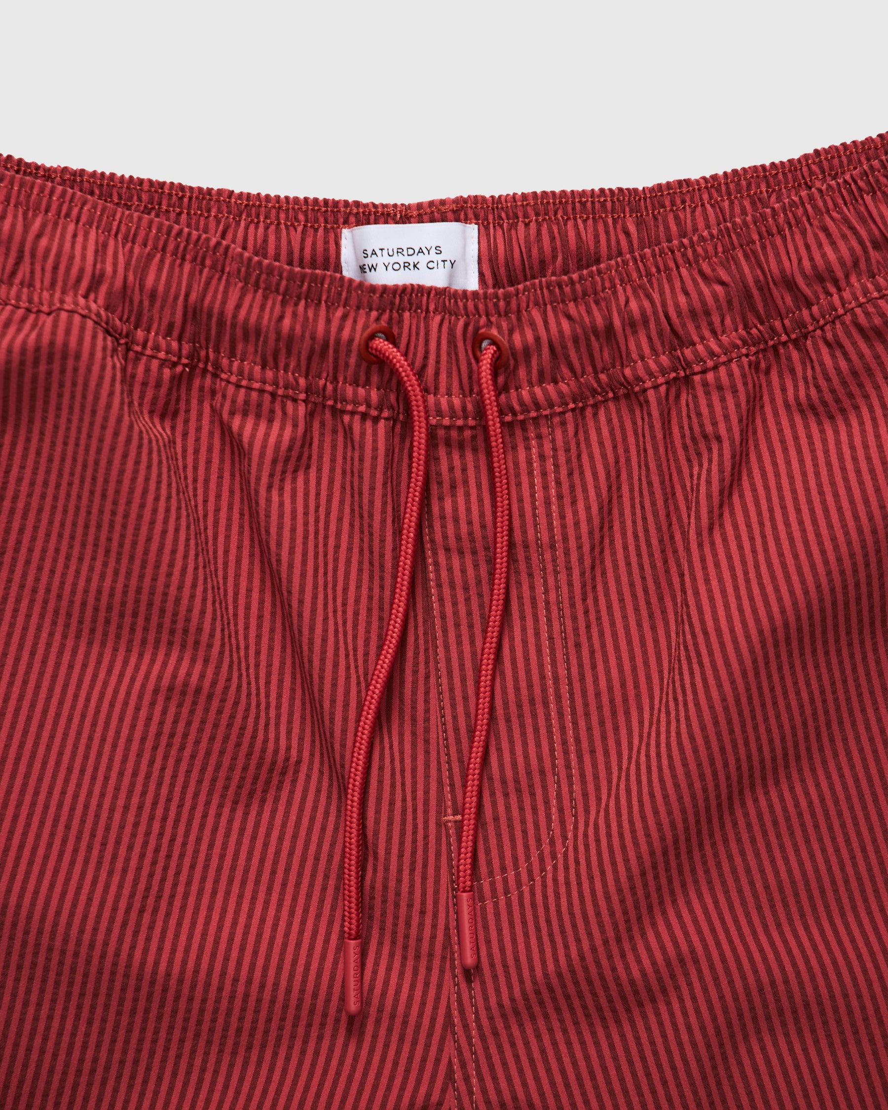 Timothy Seersucker Swim Short in Mineral Red