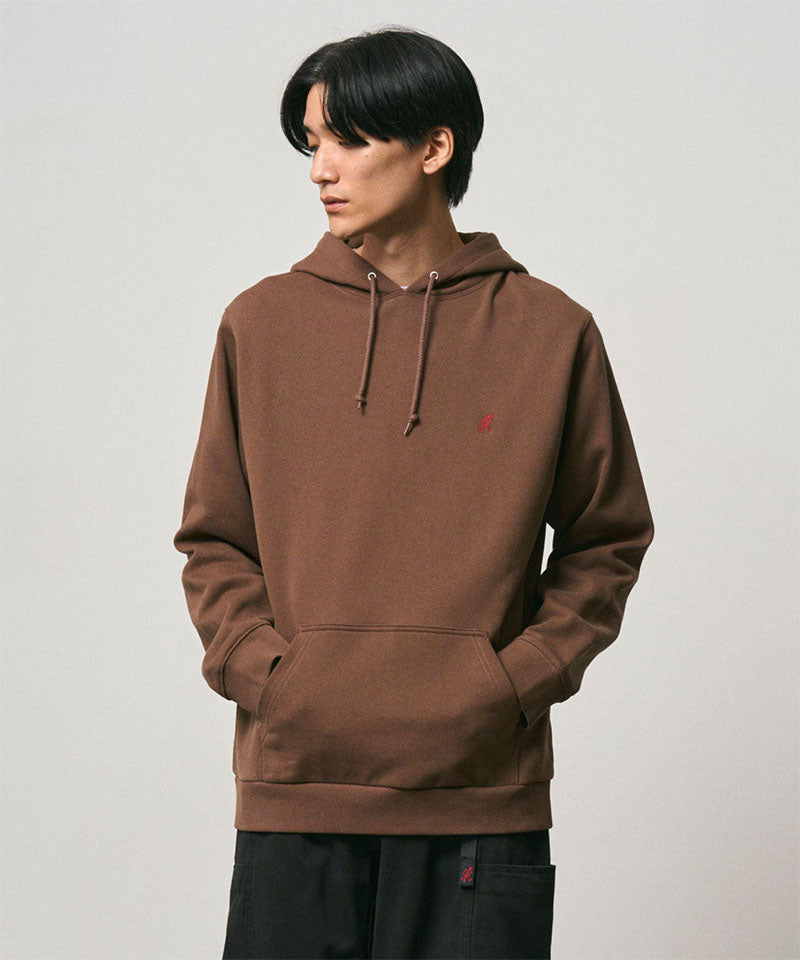 One Point Hooded Sweatshirt in Brown
