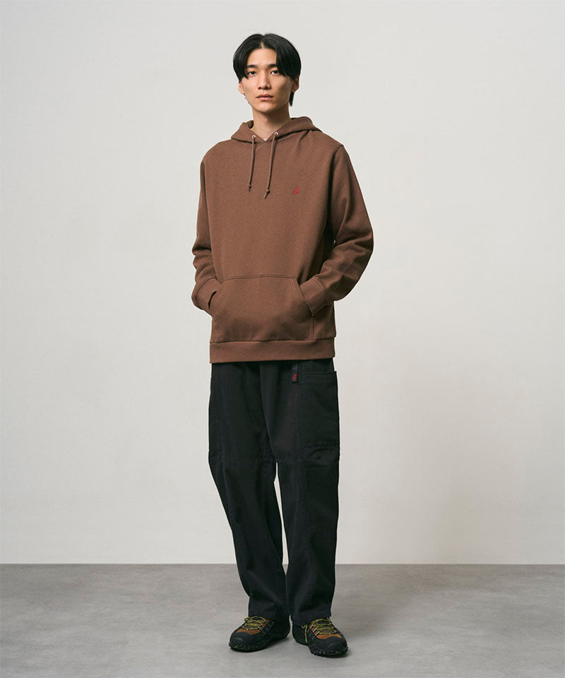 One Point Hooded Sweatshirt in Brown