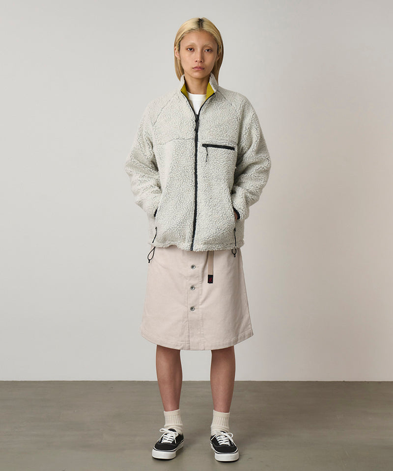 Reversible Sherpa Jacket in Natural / Chartreuse