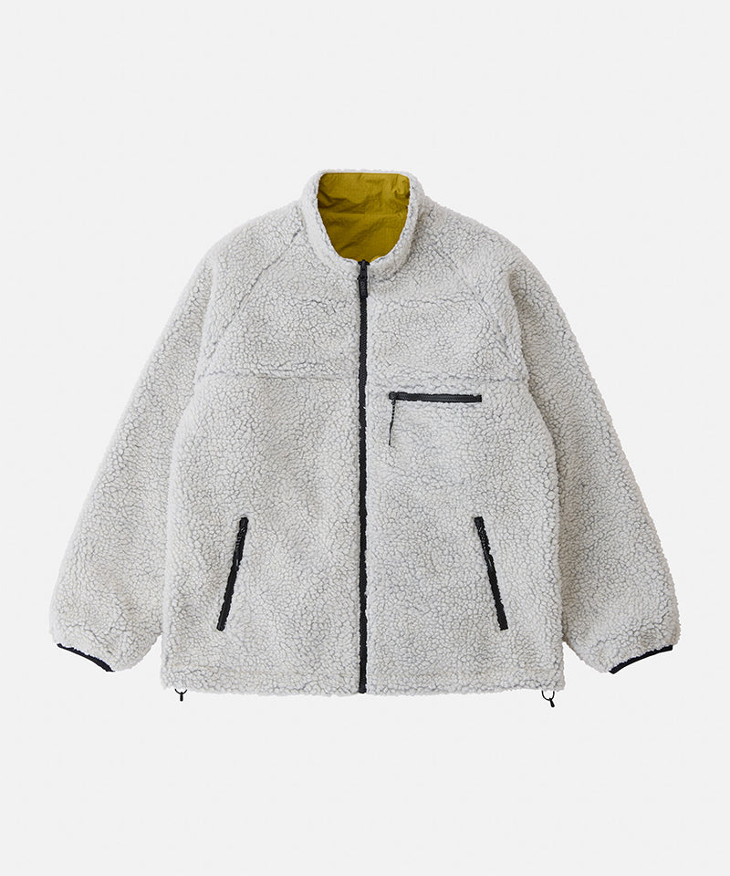 Reversible Sherpa Jacket in Natural / Chartreuse