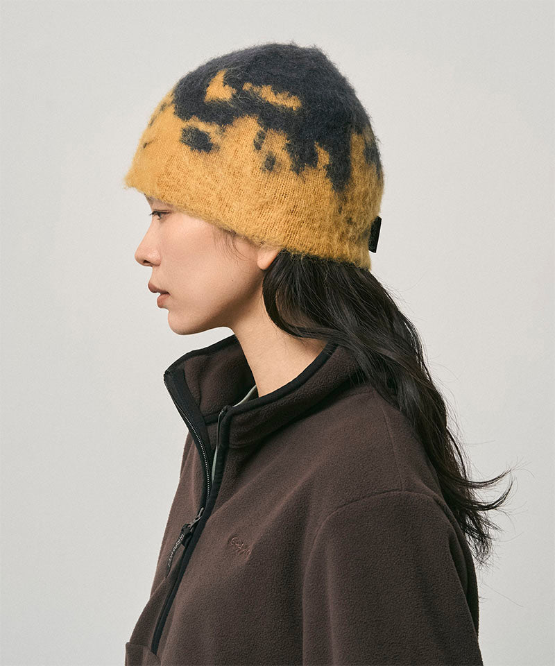 Mohair Splatter Beanie in Saffron Splatter