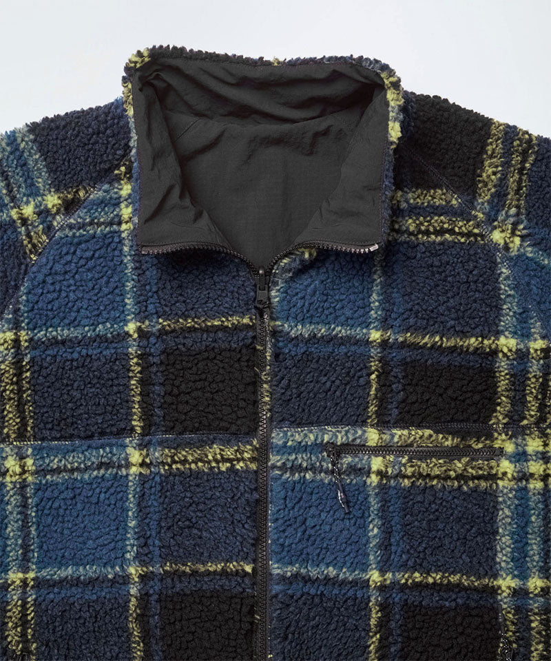Reversible Sherpa Plaid Jacket in Black Plaid