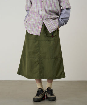 Nylon Utility Skirt in Olive