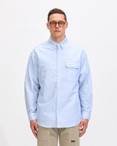 Gramicci Oxford Button Down Stance Shirt in Sky Blue Homme Essentials 