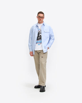 Gramicci Oxford Button Down Stance Shirt in Sky Blue Homme Essentials 