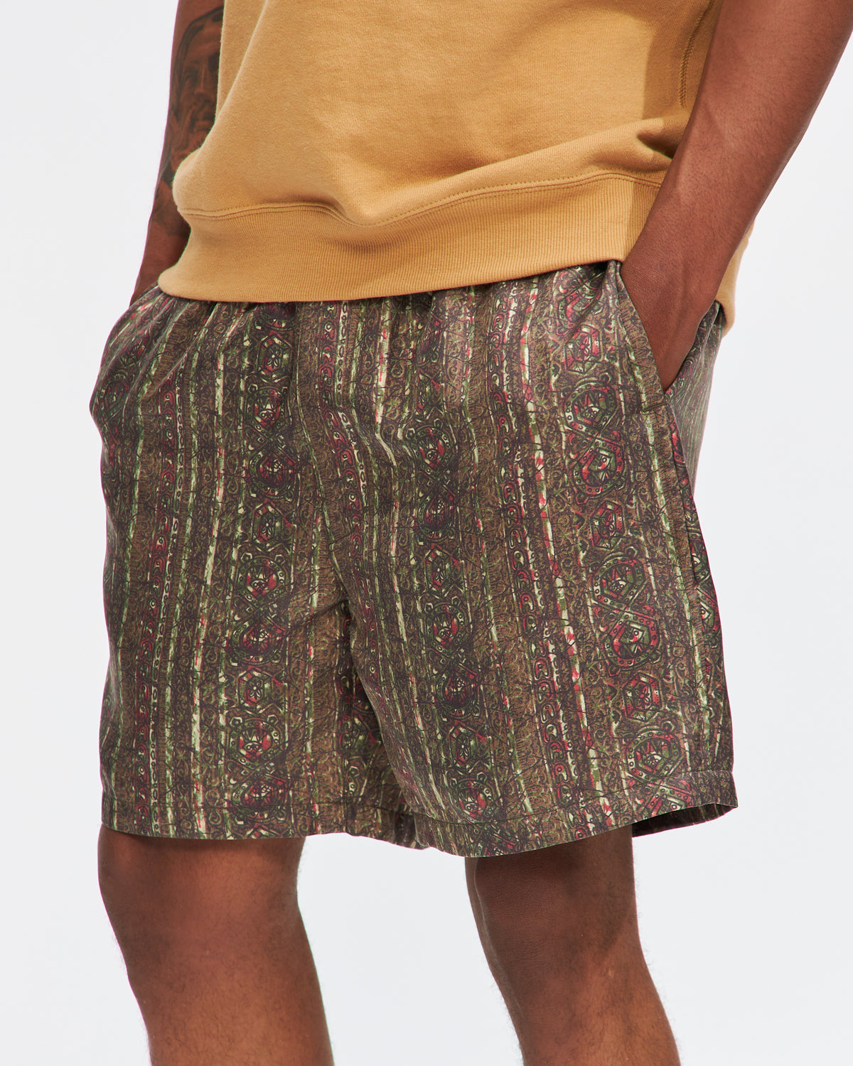 Beach Shorts Silk Batik Print