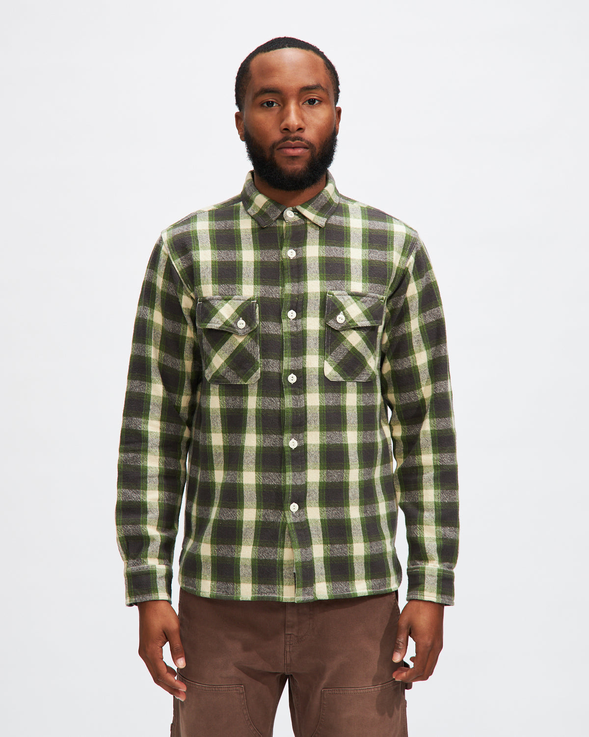 Crosscut Flannel in Emerald Shaggy Check
