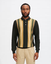 Knit Polo Stripe Shirt in Green