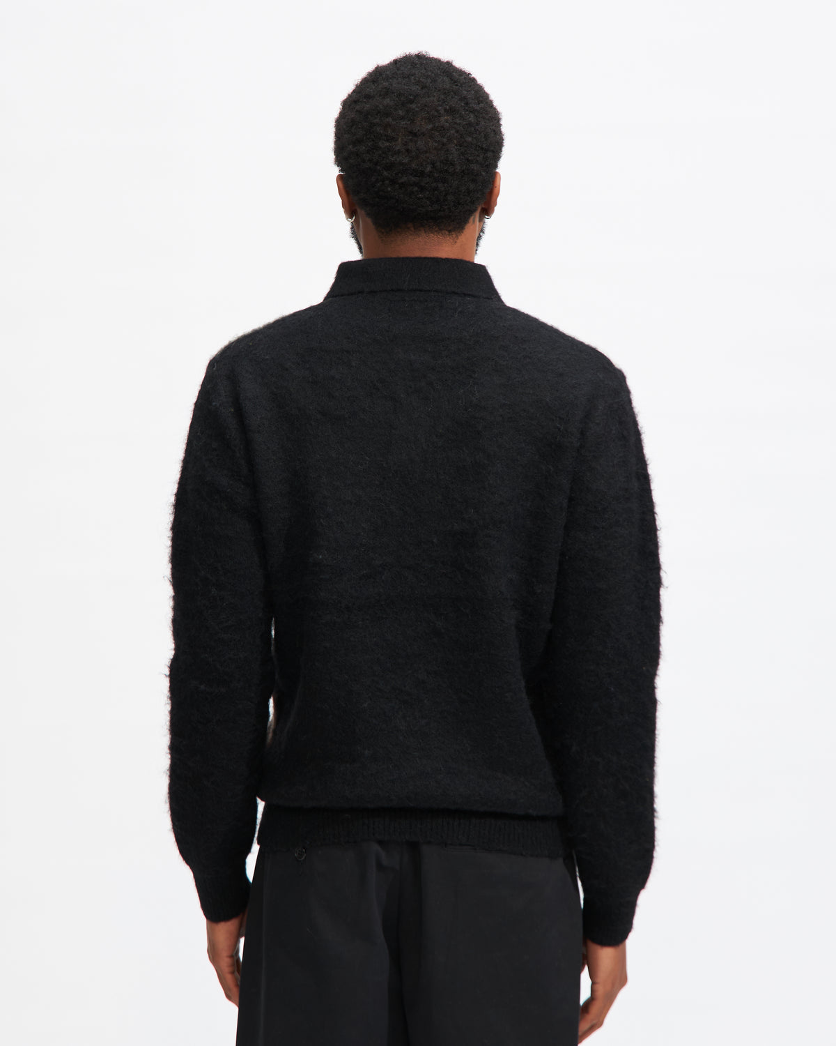 Knit Polo Shaggy in Black
