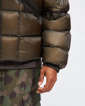 D.D. Shell Concealable Hood Down Jacket in Olive Night