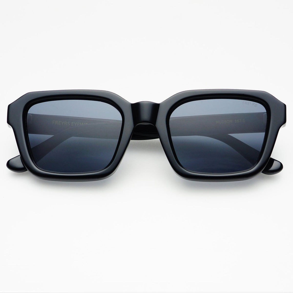 Hudson Unisex Acetate Rectangular Sunglasses in Black