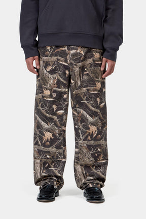 Double Knee Pant in Black Camo Feather Tree Heavy Stone Wash