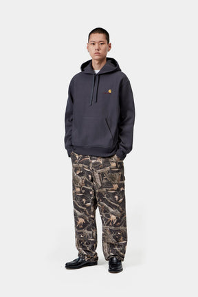 Double Knee Pant in Black Camo Feather Tree Heavy Stone Wash