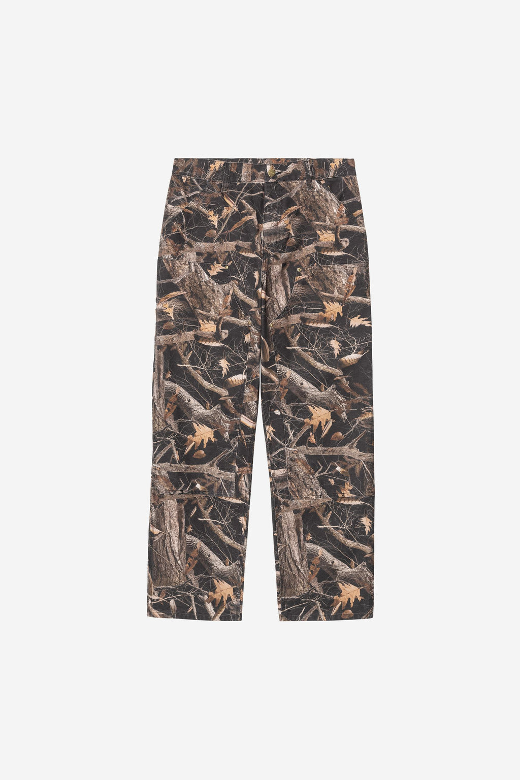 Double Knee Pant in Black Camo Feather Tree Heavy Stone Wash