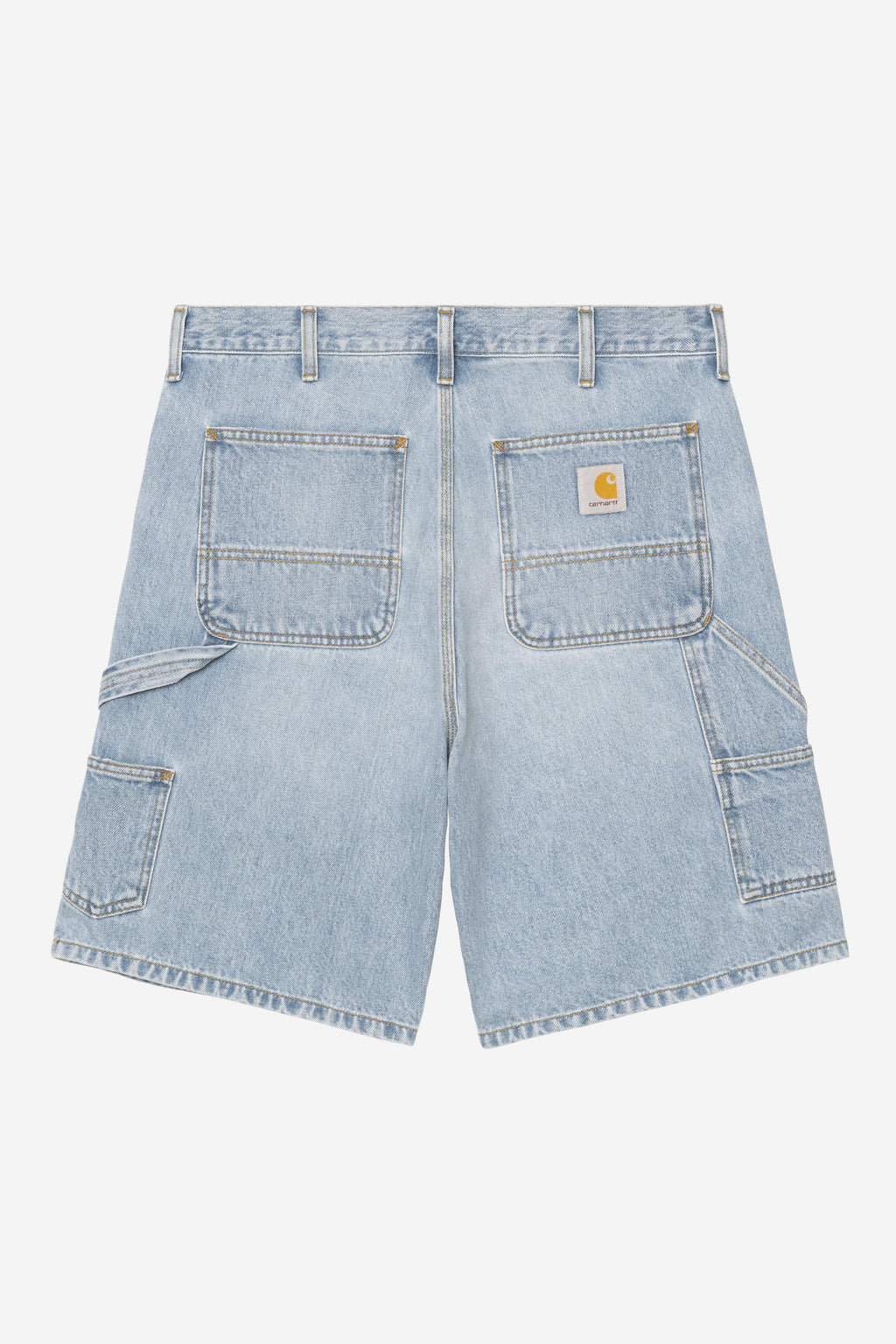 Double Knee Short Heavy Worn Bleached in Blue