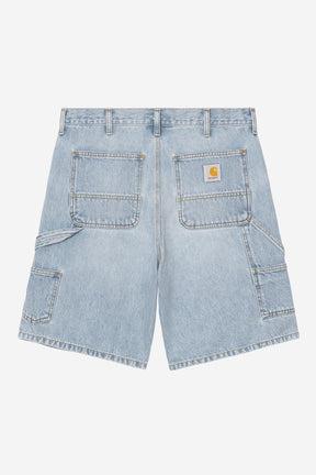 Double Knee Short Heavy Worn Bleached in Blue