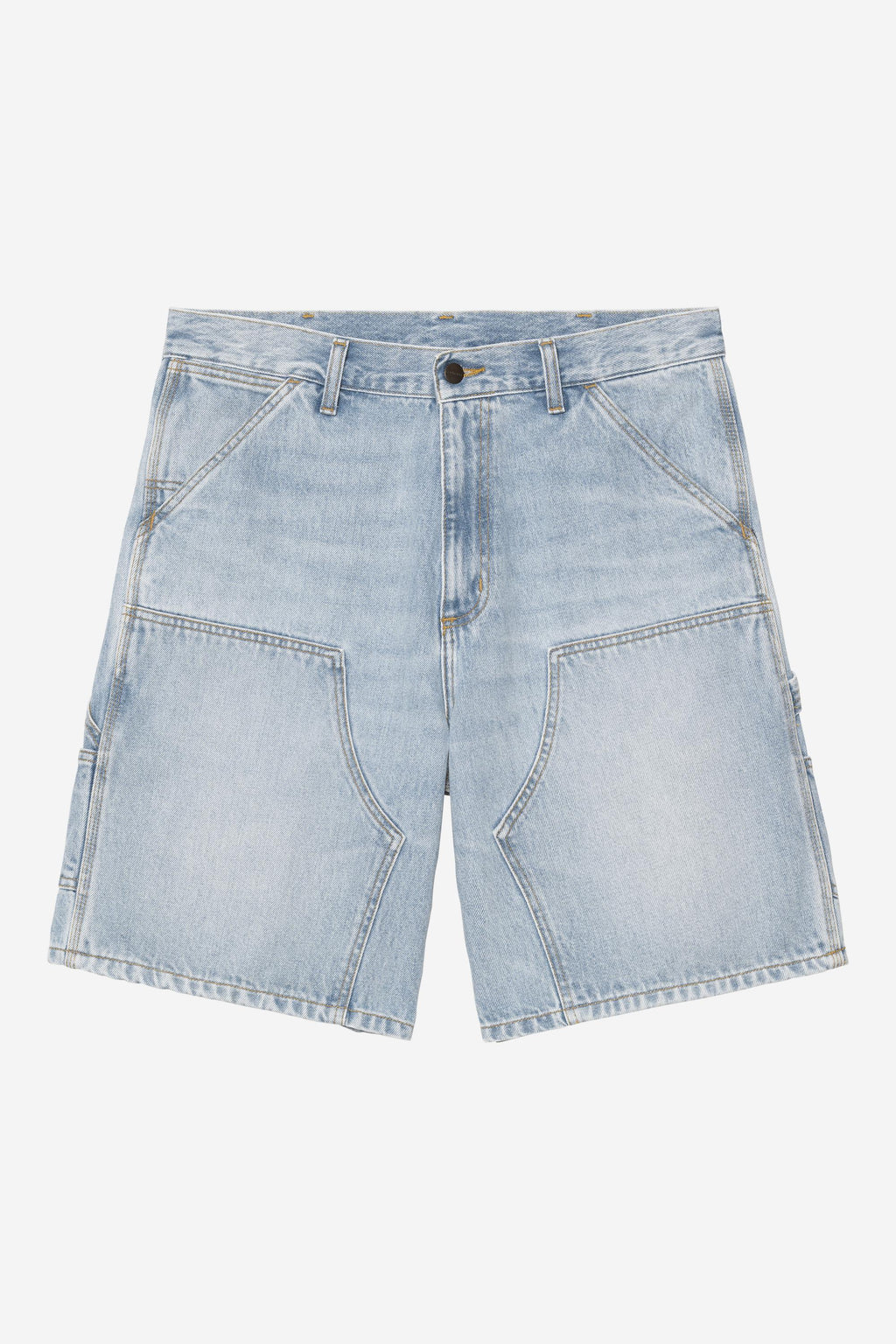 Double Knee Short Heavy Worn Bleached in Blue