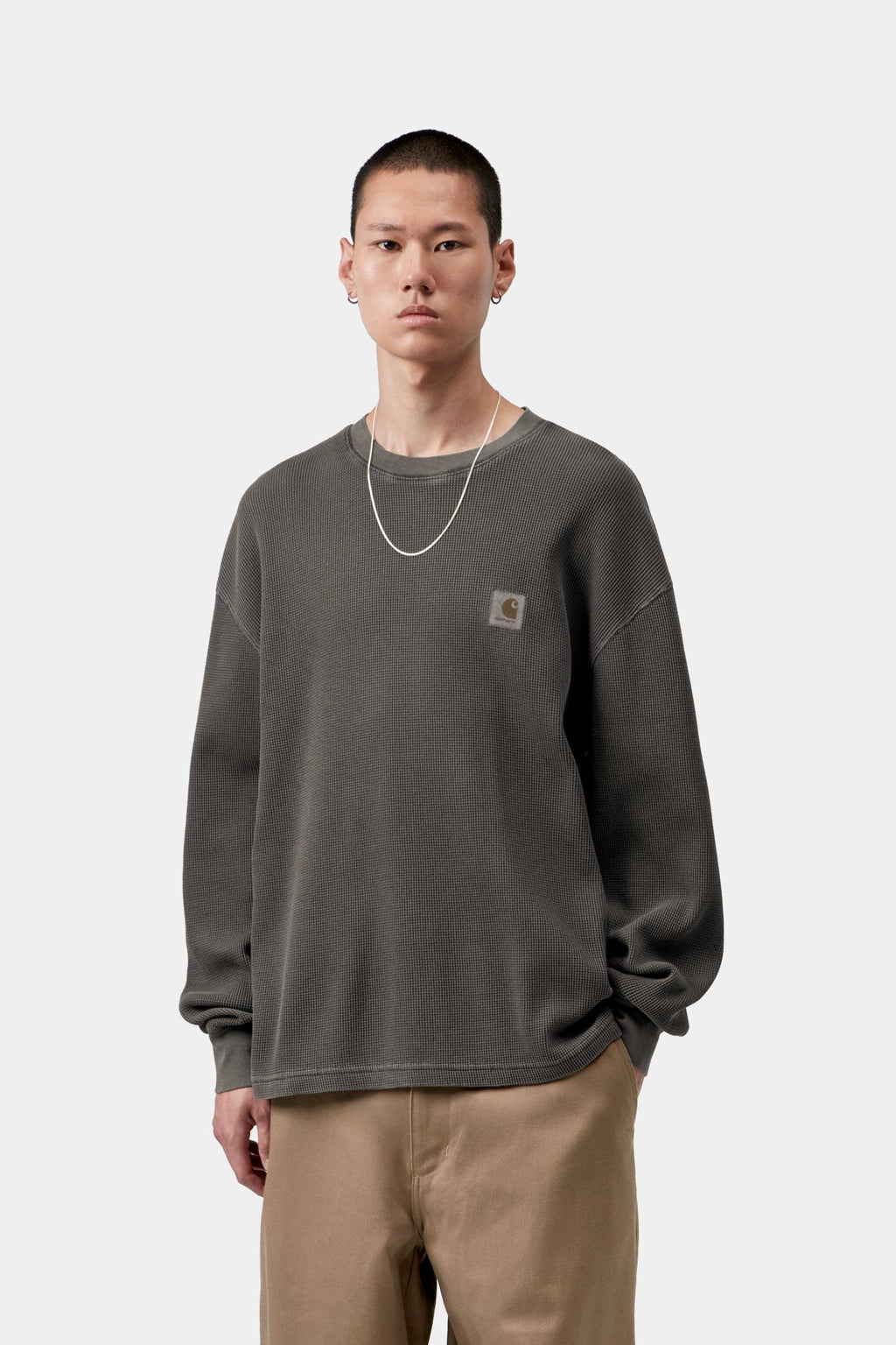 Long Sleeve Vista Waffle T-Shirt in Black