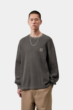 Long Sleeve Vista Waffle T-Shirt in Black