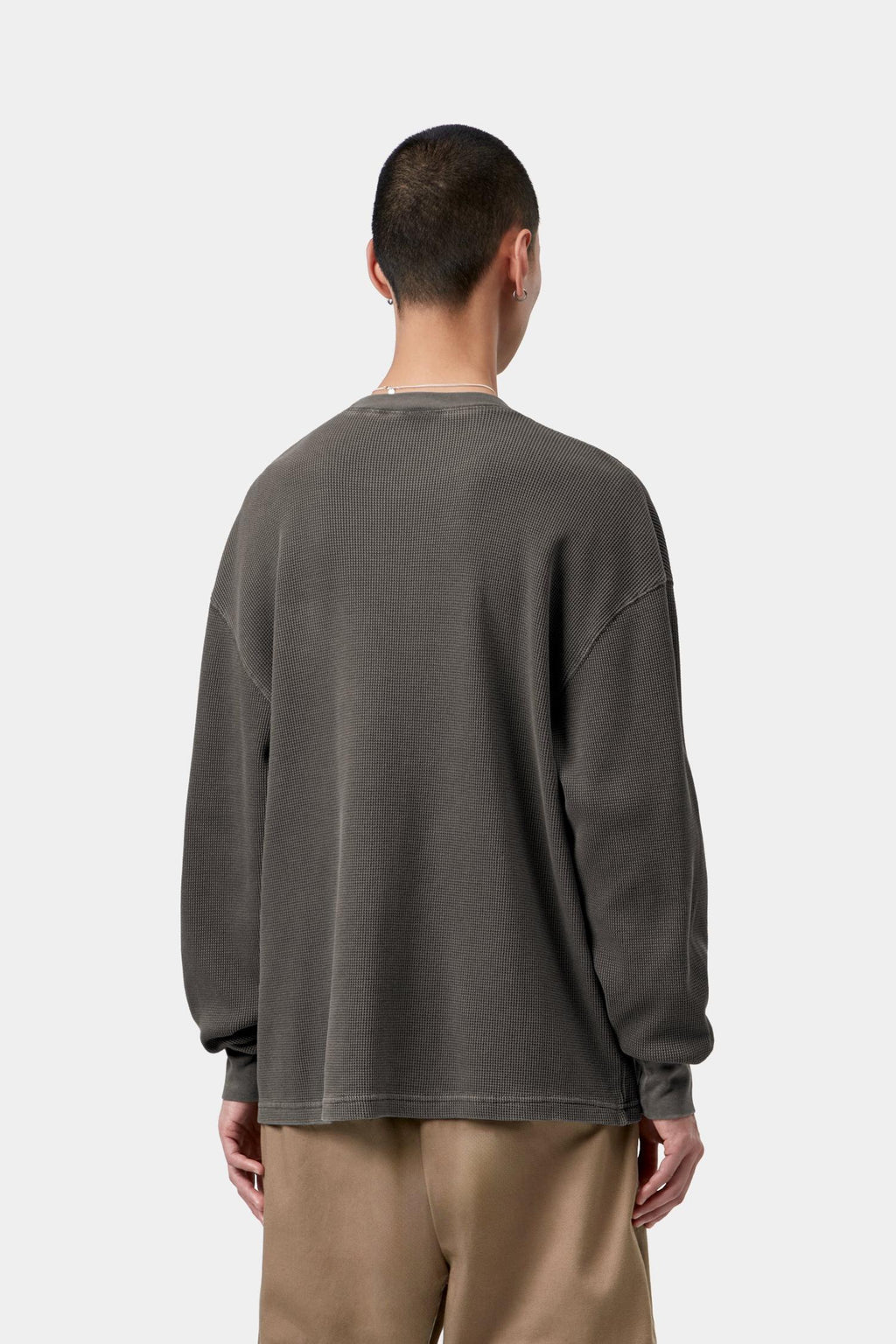 Long Sleeve Vista Waffle T-Shirt in Black