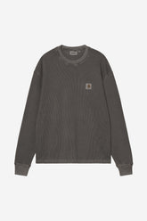 Long Sleeve Vista Waffle T-Shirt in Black