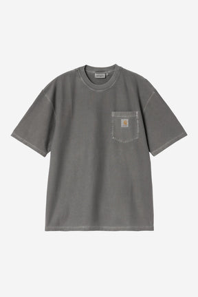 S/S Loose Pocket Tee in Black Garment Dyed