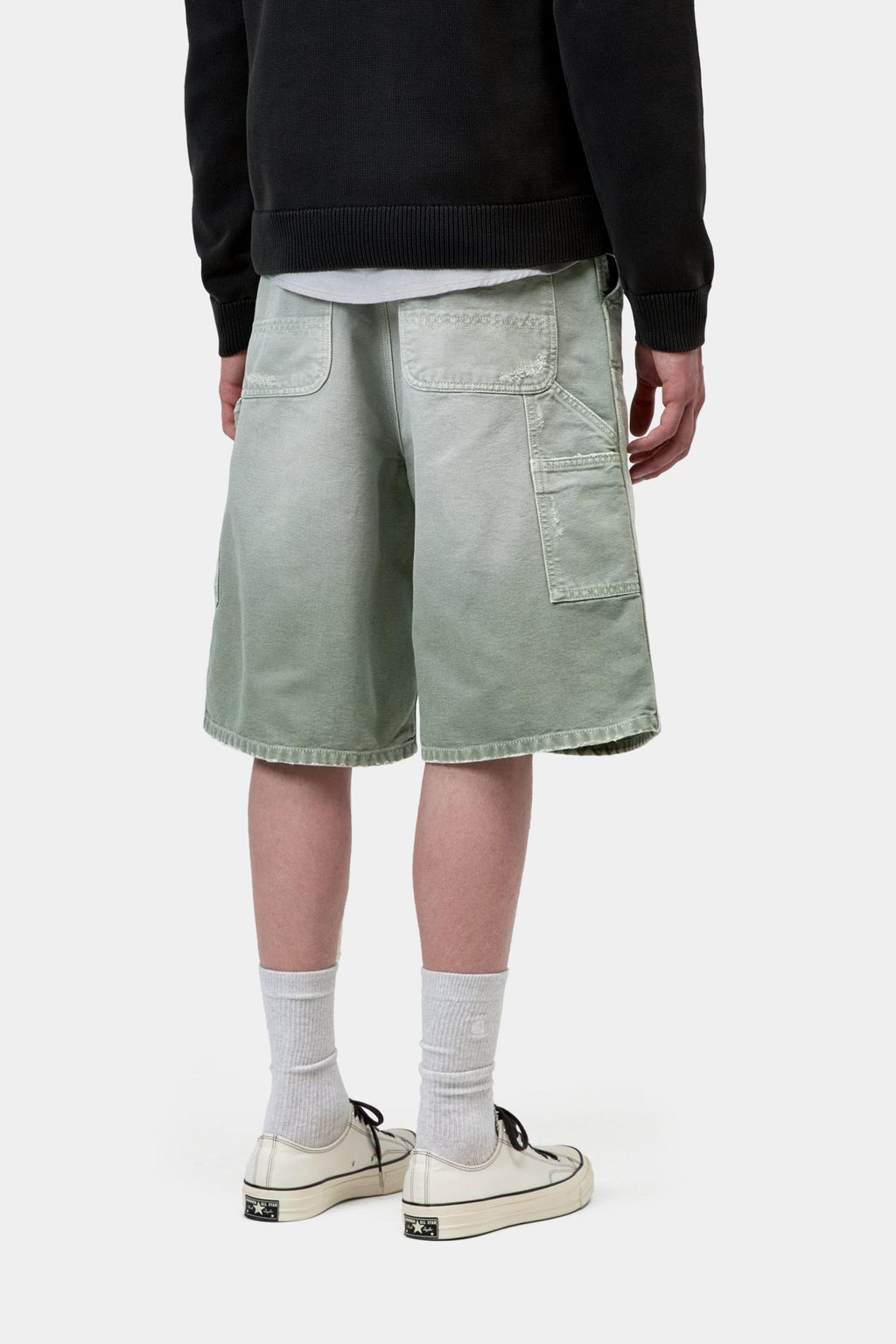 OG Double Knee Short in Shady Green Destroy Wash