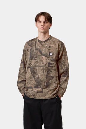 Long Sleeve Feather Tree T-Shirt in Khaki / Shungite Camo Feather Tree