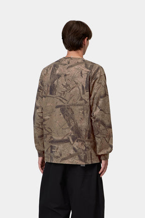 Long Sleeve Feather Tree T-Shirt in Khaki / Shungite Camo Feather Tree