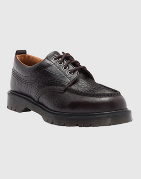 Lowell Moc Toe Shoes in Dark Brown Analine Croc Emboss