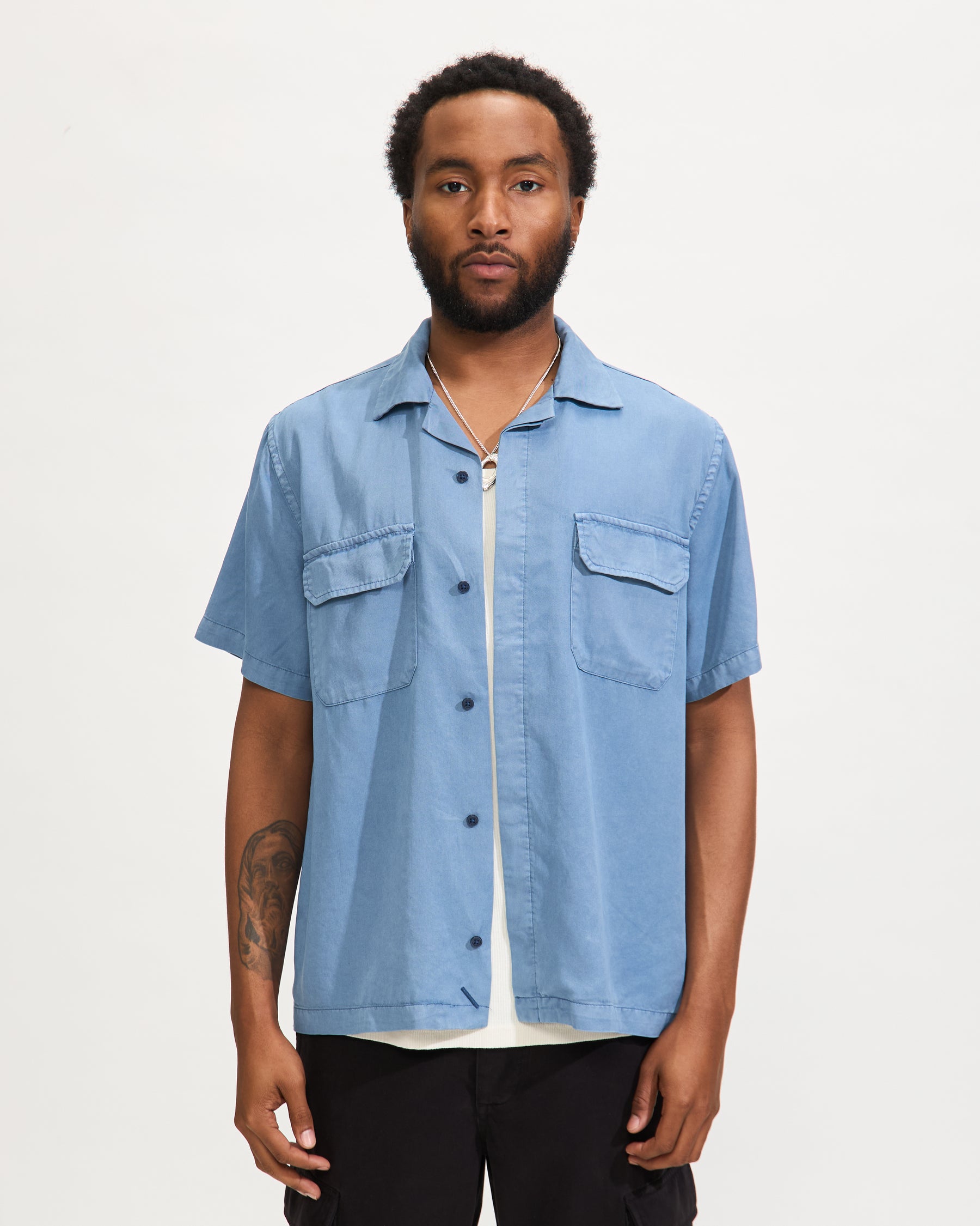 Gibson Pigment Dyed SS Shirt in Coronet Blue
