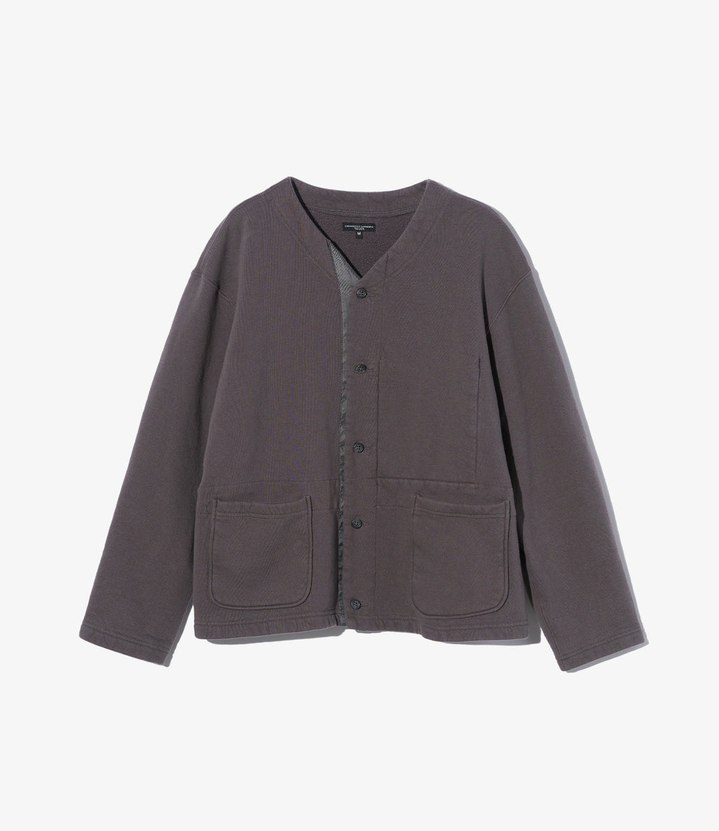 Engineered Garments Knit Cardigan in Graphite 12oz Cotton Fleece
