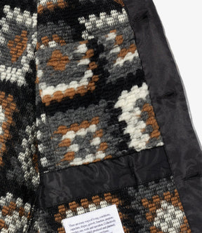 Knit Cardigan in White/Black Wool Poly Chenille