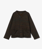 Knit Cardigan in Brown Wool Poly Nep Sweater Knit