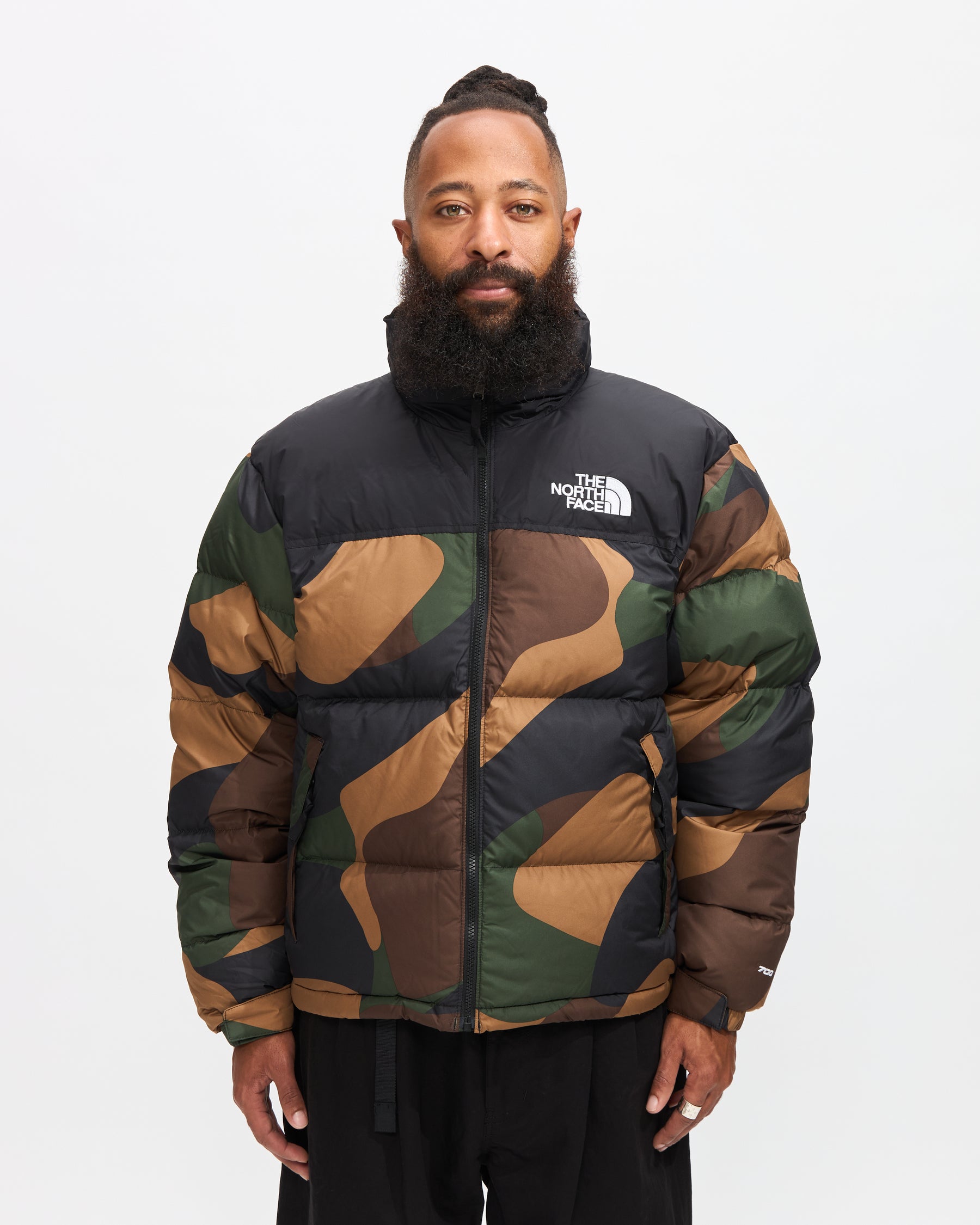 1996 Retro Nuptse Jacket in TNF Black Block Camo Print TNF Black