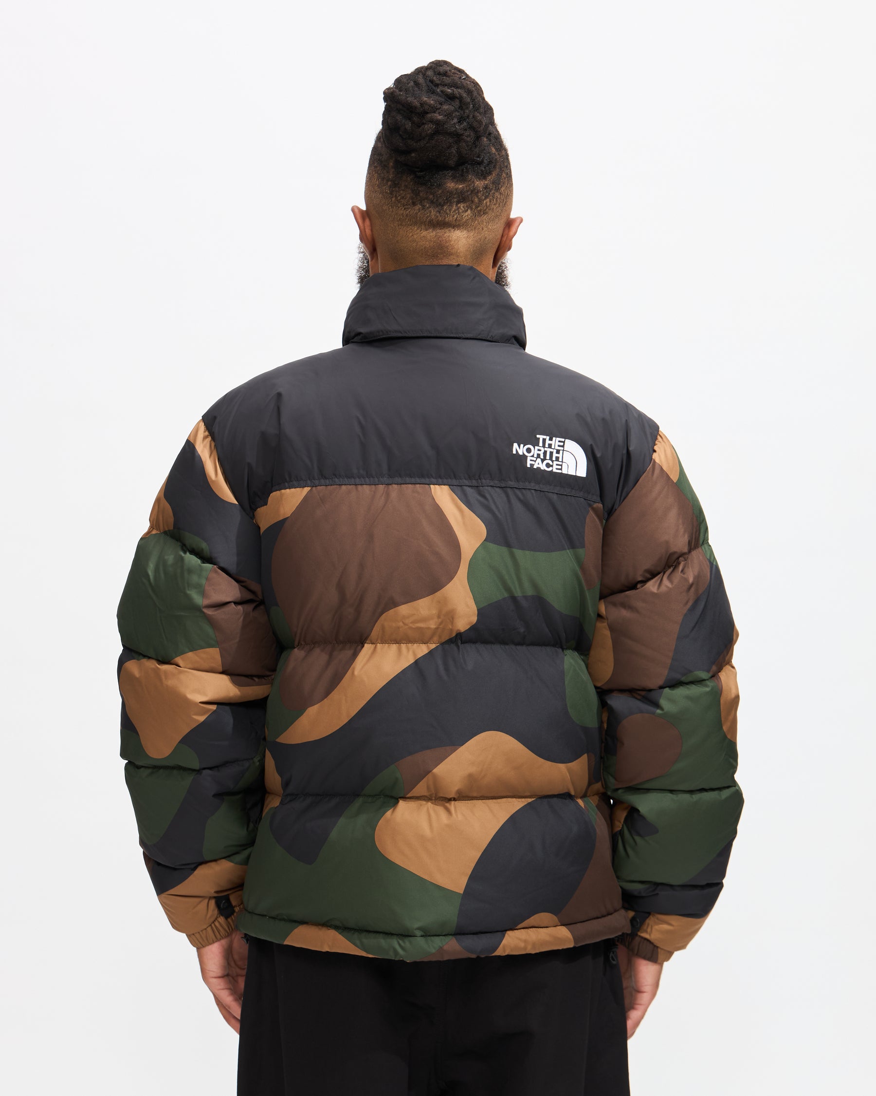 1996 Retro Nuptse Jacket in TNF Black Block Camo Print/ TNF Black