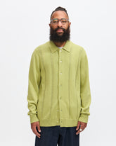 Jahmad Linen Long Sleeve Polo in Fern