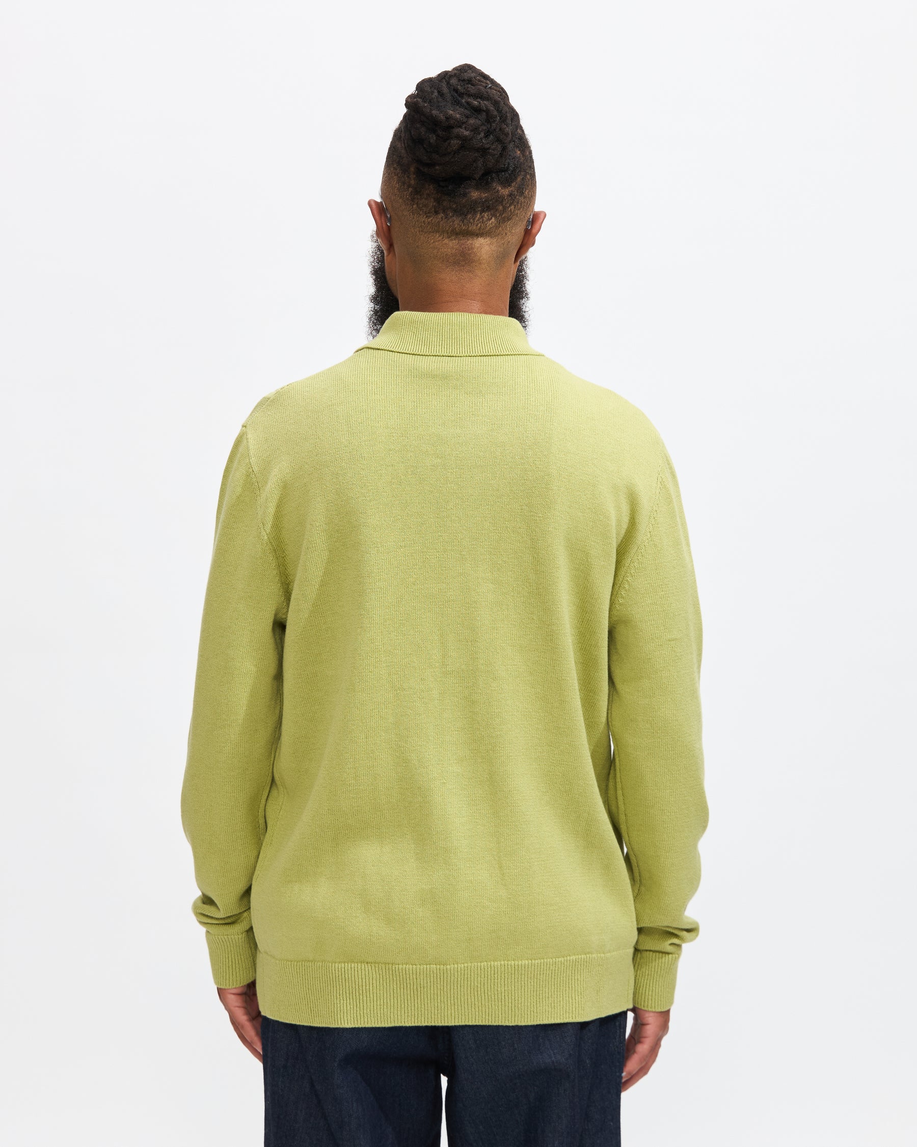 Jahmad Linen Long Sleeve Polo in Fern